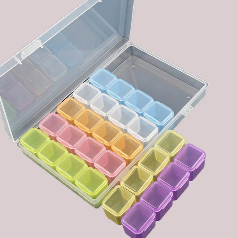 

sale 28Lattices Dismountable Diamond Embroidery 7 color box Accessories diamond painting Boxes Cross Stitch Cases Home Storage