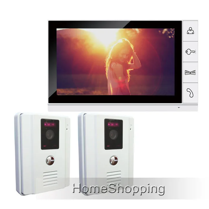 

FREE SHIPPING Brand New 9 inch TFT LCD Screen Video Door Phone Intercom System + 2 White Door bell Camera + 1 Monitor IN STOCK