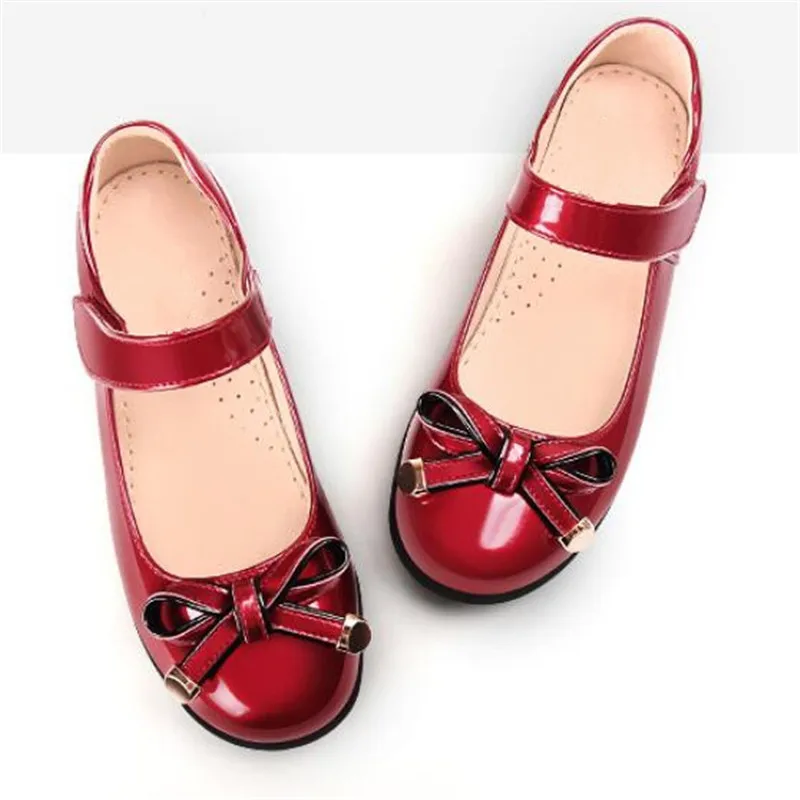 Новая детская весенне-Осенняя обувь для девочек с бантом-бабочкой Высококачественная дышащая детская кожаная обувь принцессы для малышей 02B