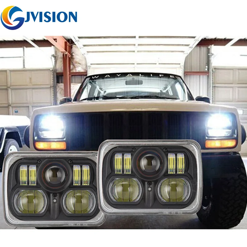 Free Shipping Pair Square 7x6 led headlight Hi/Lo beam for Jeep Wrangler YJ Cherokee XJ Comanche MJ 5X7'' Auto led headlamp