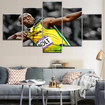 

Top-Rated 5 Pieces HD Print Painting Usain Bolt Sports Poster For Modern Decorative Bedroom Living Room Framework Modern Artwork