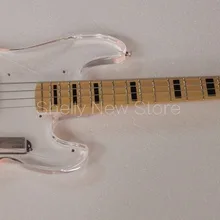 Shelly магазин фабрика пользовательские акриловые 4 струны P бас светодиодный светильник Джаз точность черный квадрат инкрустация электрическая бас гитара