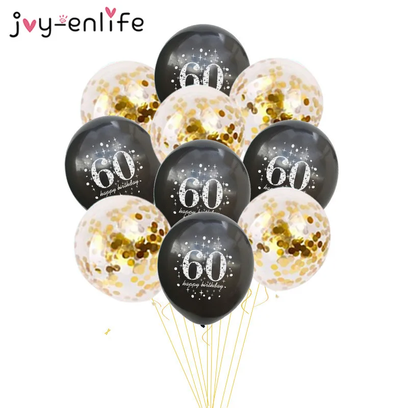 JOY-ENLIFE 10 шт. надувные конфетти Воздушные шары 12 дюймов латексные шары 30 40 50 60 лет день рождения для взрослых фольга гелиевые шары