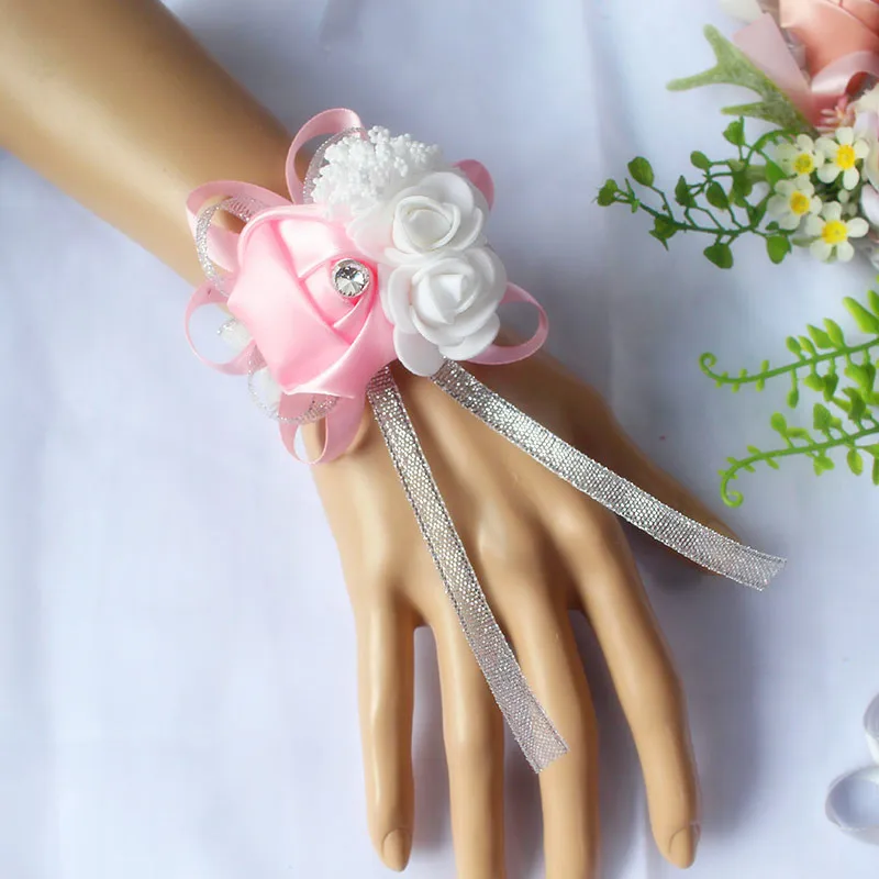 wrist corsage bracelet bridal wedding flowers Bridesmaid  (131)