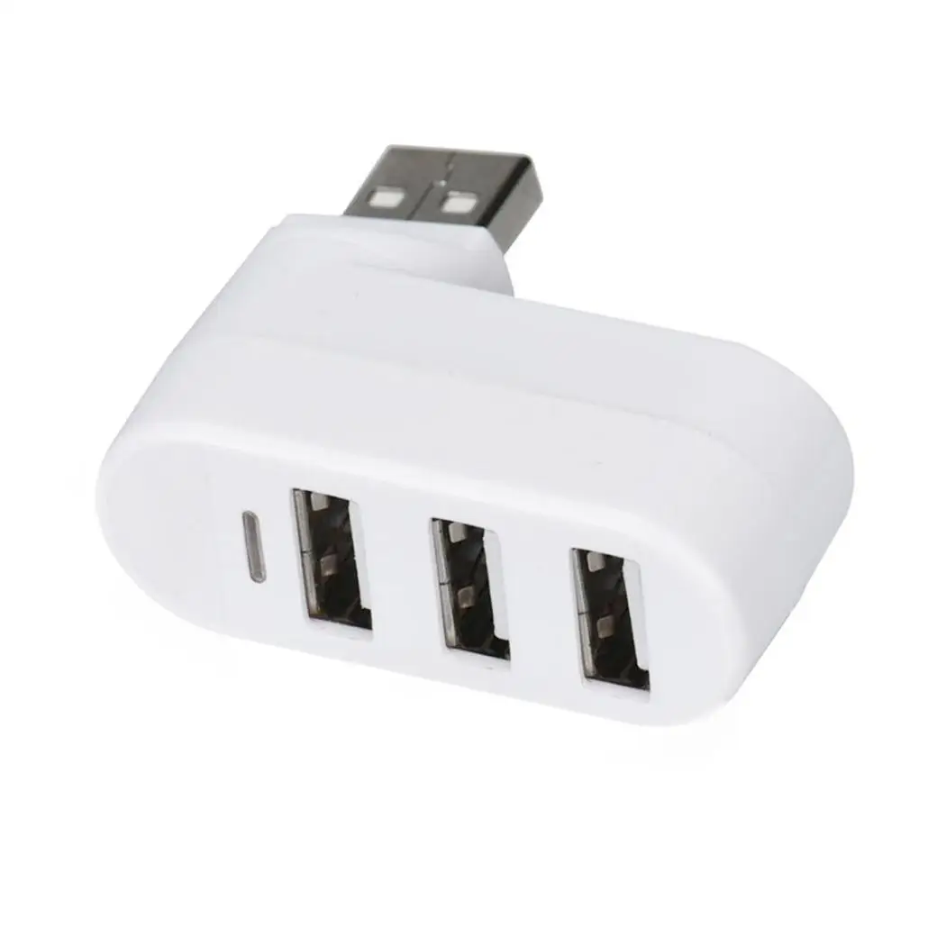 Вращающийся высокоскоростной 3 порта USB Spliter HUB 5 V Splitter-40-85Degree-20-75 градусов 500mA Spliter адаптер - Цвет: white