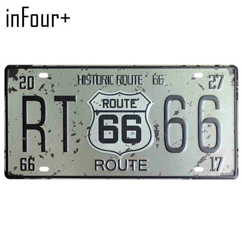 New RT-66 Route License Plate Metal Plate Car Number Tin Signs Bar Pub Cafe Home Decor Metal Sign Garage Painting Plaques Signs