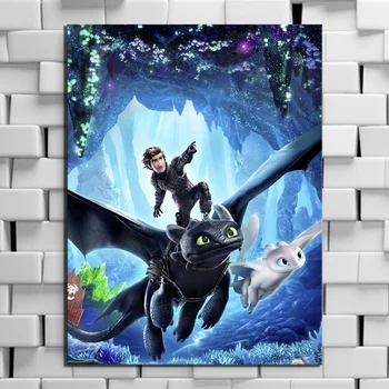 

Movie How To Train Your Dragon 3 The Hidden World Canvas Poster Toothless Night Fury Picture Print Wall Painting Boy Room Decor