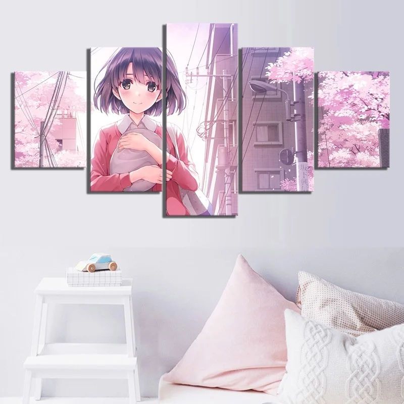 

5 Piece Modern Home Decor HD Print Wall Art Canvas Art For Living Painting Wall Art Katou Megumi Anime Home Painting Artwork