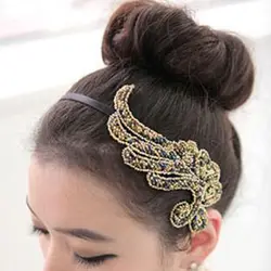Новый стильный корейский стиль Мода Крыло ангела Rhinestone Для женщин волос Группа повязка Женские аксессуары для волос Для женщин леди