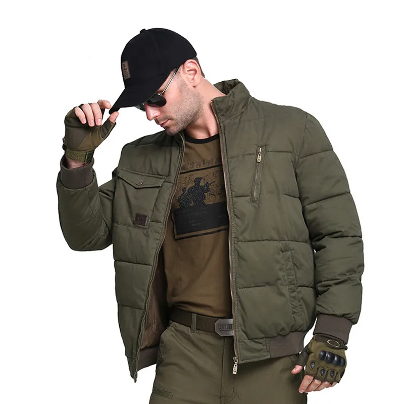Тактическая тренировочная хлопковая стеганая одежда, зимняя мужская уличная одежда для кемпинга, походов, охоты, рыбалки, пальто, Мужская Утепленная куртка - Цвет: army green