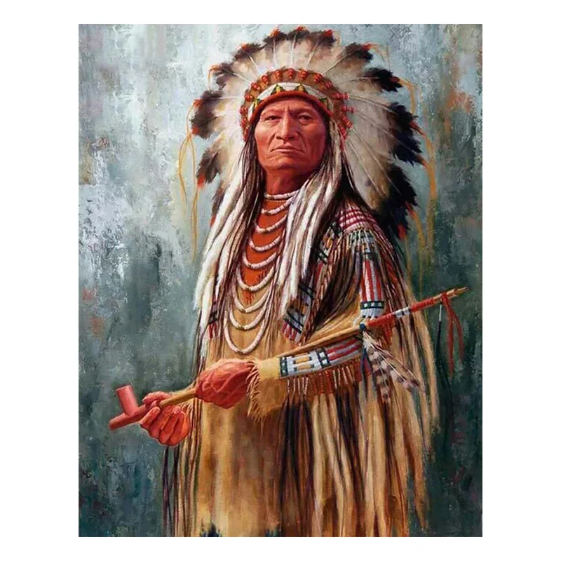 

American Natives Indian 5D DIY Diamond Painting Cross Stitch Full Square round Diamond Embroidery Sale Rhinestones Mosaic GH564