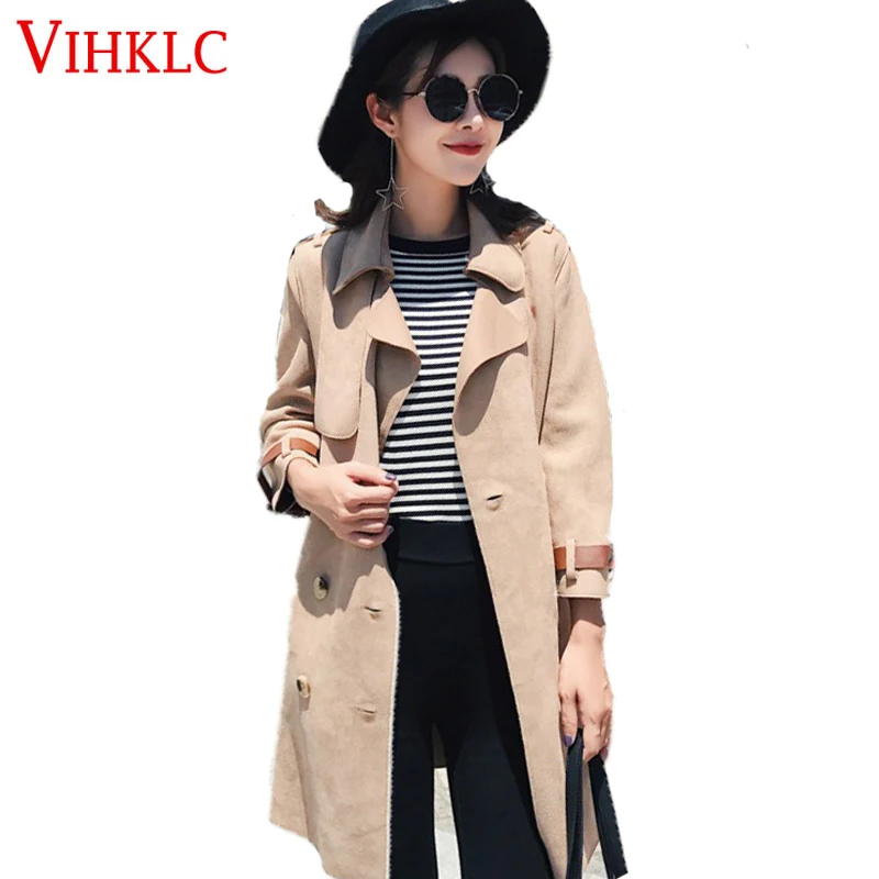 

2018 new hot spring autumn overcoats women's trench coats long sleeve fashion turn-down collar overwear clothing D150