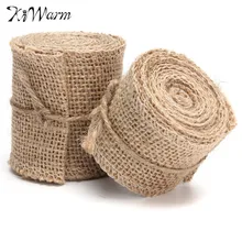 KiWarm Лидер продаж 2 м ретро натуральный джут Hessian Мешковина тканевая лента с бантиками деревенский Свадебный ремень флористика декор поделки своими руками