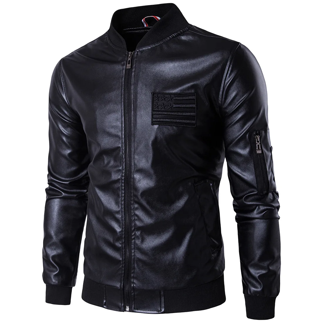 Новое поступление Кожаные куртки Для мужчин куртка верхняя одежда тонкий стенд воротник Для мужчин S Пальто для будущих мам Демисезонный