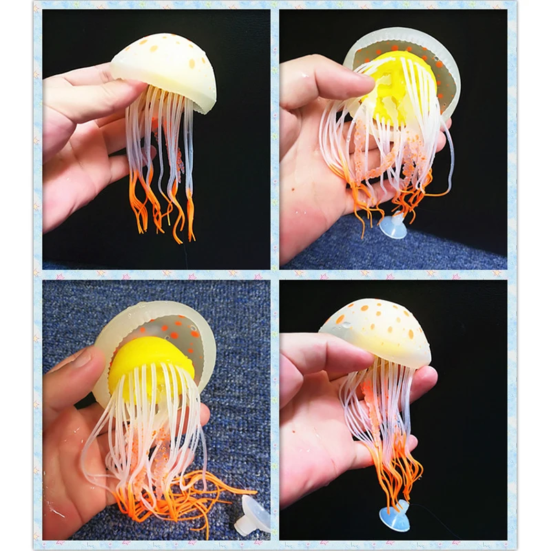 

Aquarium Decorations Luminous Colorful Simulation Jellyfish Fluorescent Silicone Material Aquatic Organisms Fish Tank Ornament