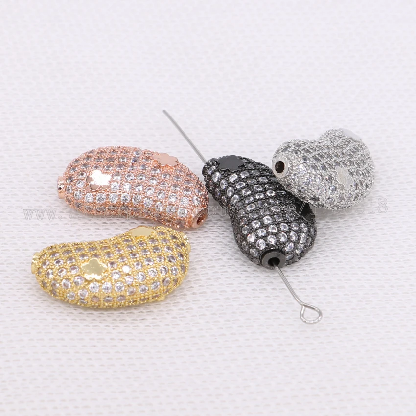 Mix color beans beads pendants small charm beads micro pave tiny stone