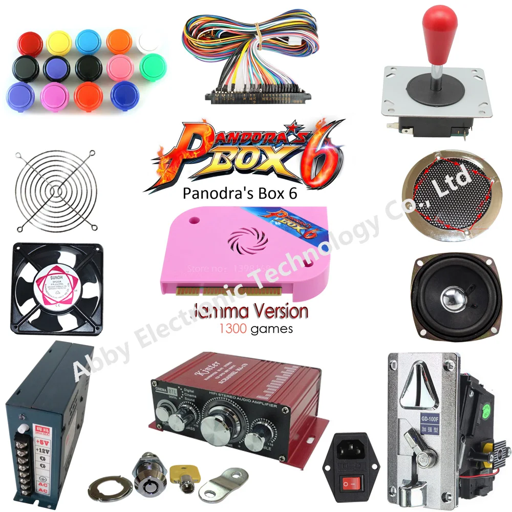 

2 Player DIY Arcade Kit Pandora box 6 1300 in 1 game board and 5 Pin joystick American HAPP Style Push Button for Arcade Machine