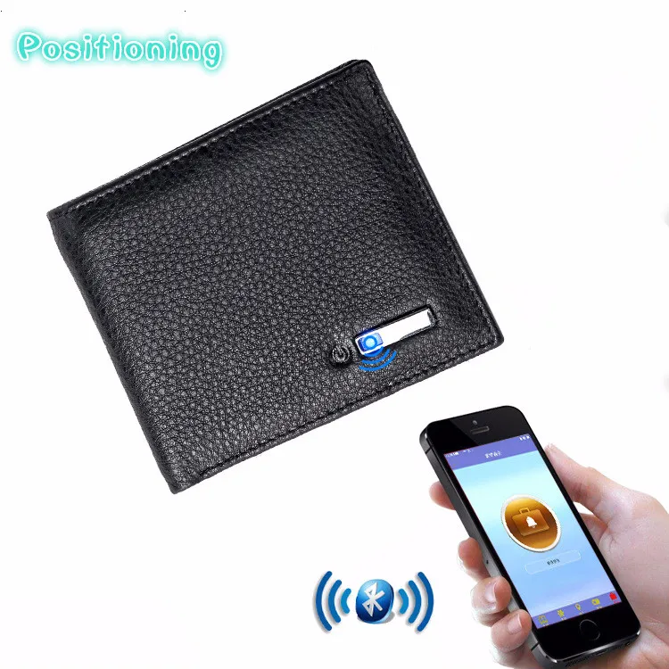 Men's real leather wallet short smart bluetooth anti theft anti theft