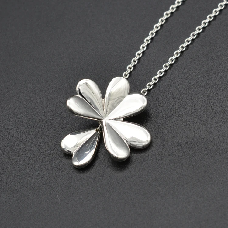 

New 925 Sterling Silver Necklace Lucky Four Leaf Clover with Sliding Necklace Fit for Women Diy Wedding Gift Jewelry