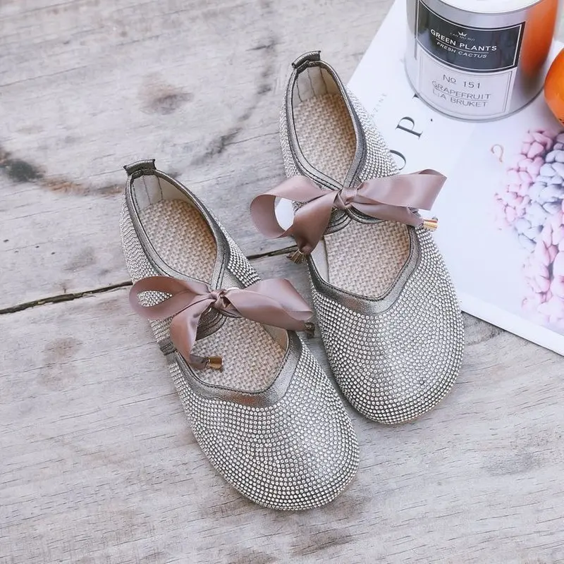 

LAIBEITAI woman designer sneakers lady spring summer flat walking shoes light weight silver color Rhinestone bling