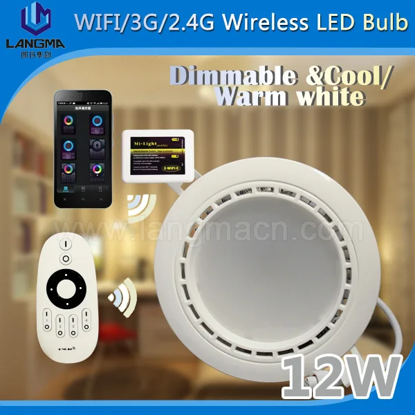 Recessed 12w led downlight roundness dimmable 2700k-6500k ac85-265v input 2.4g wifi control |