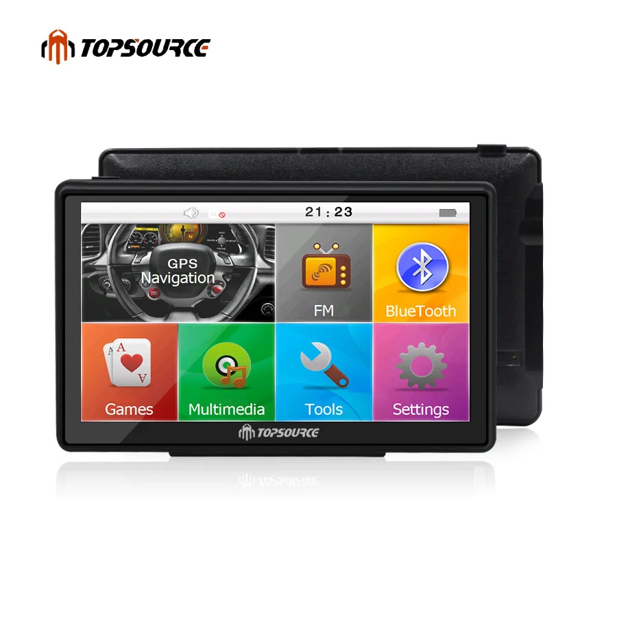 

TOPSOURCE 7 inch HD Car GPS Navigation WinCE 6.0 FM 8GB Vehicle Truck GPS Sat Nav Free Map Update Russia/USA/Spain/France