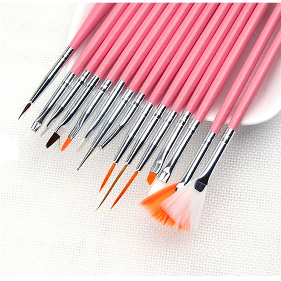 Salão de Beleza Unidades Pacote Terno Unha Cor Pintura Caneta Arte Design Conjunto Pontilhar Desenho Polonês Pincéis Ferramentas Chique 15 –