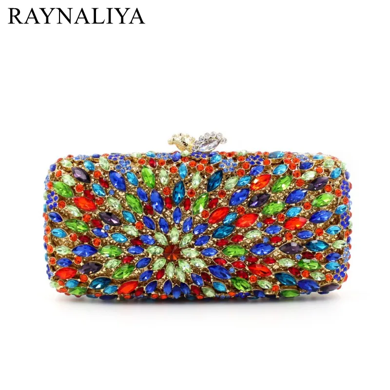 

Multi-color Women Bag Luxury Brand Designer Handbags For Woman Clutches Gold Chain Crystal Evening Clutch Purse Smyzh-e0324
