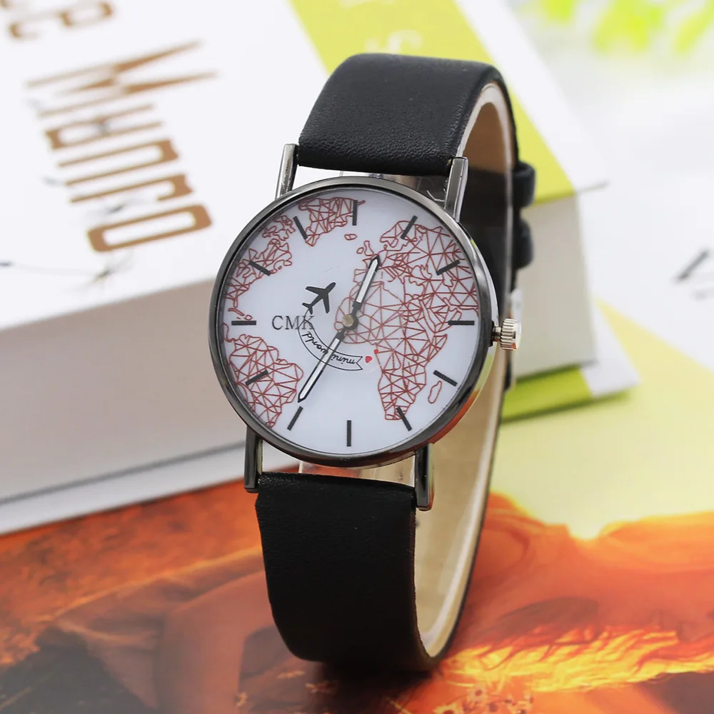 Fashion Global Travel By Plane Map Men Women Watches Casual Denim Quartz Watch Casual Sports Watches for Men relogio feminino