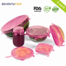 6 шт., силиконовые крышки Cooware, Эластичные крышки для чаши, контейнер, пищевая обертка, миска, крышка для кастрюли, сохраняющая свежесть, уплотнительная крышка