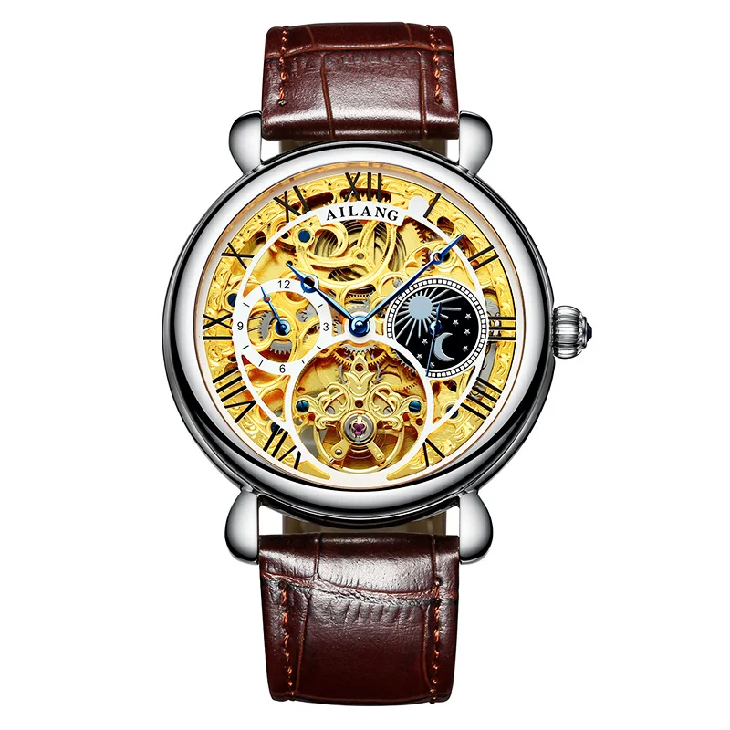 

AILANG 6815 Switzerland watches men luxury brand automatic moon phase hollow skeleton top luxury brand Men watch Casual Business