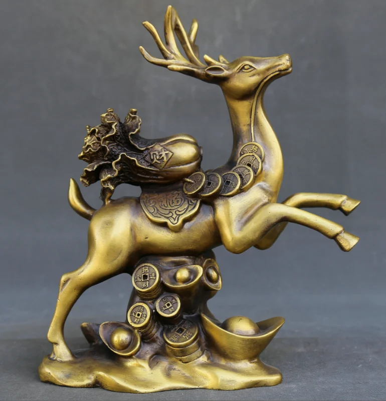 

Chinese cabbage deer all the way rich bronze wind water ornaments
