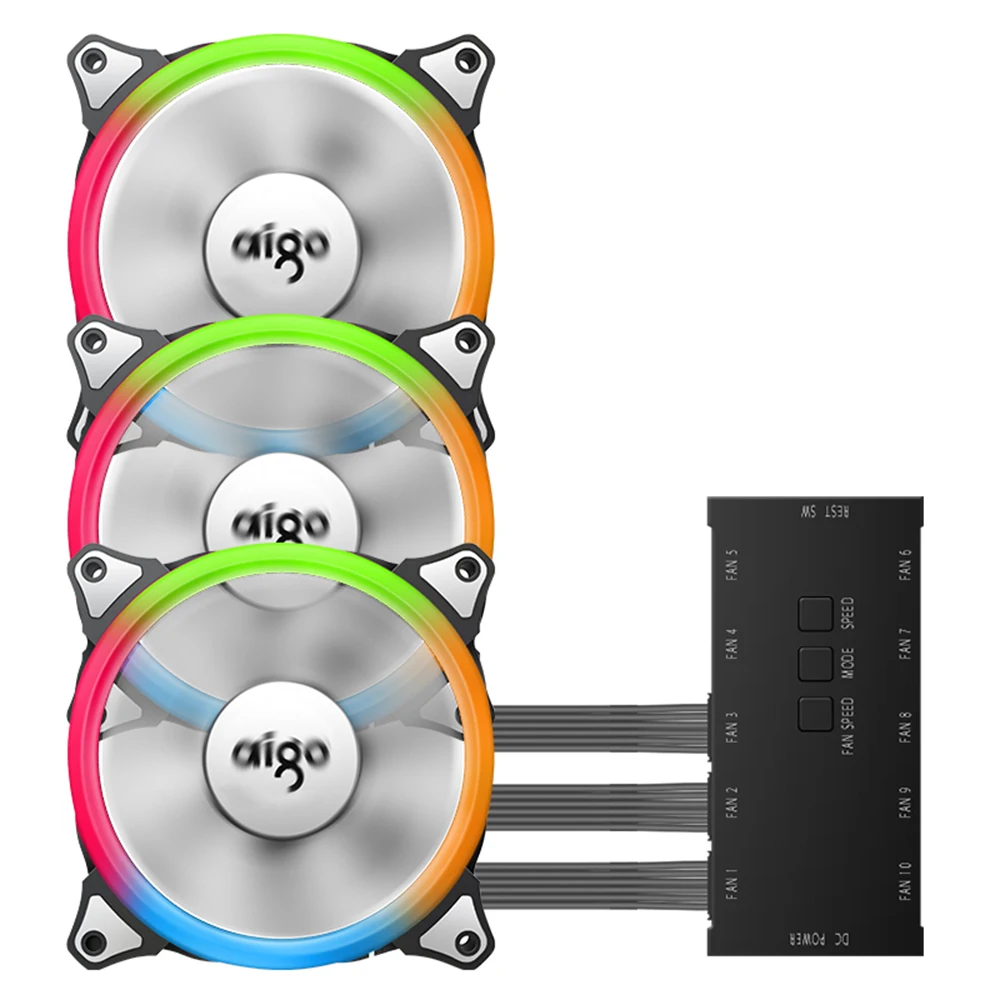 Aigo C3 3 упак. кулер для процессора с RGB пультом 120 мм 12в Вентилятор тауэра CPU ПК