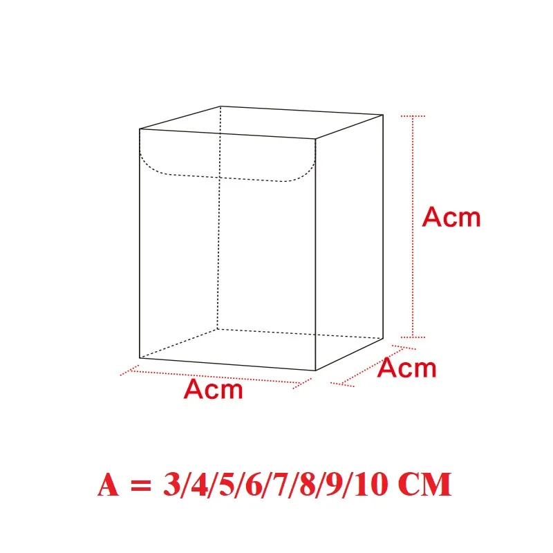 A AA CM (A=345678910) Transparent Waterproof Clear PVC Boxes Packaging Plastic Candy Box Storage Event&Party Supplies