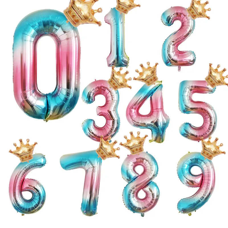 2PCS/lot 40inch Number Foil Balloons Digit Air Ballon Kids Birthday Party Wild One Decorations Figure 30 Ans Decoracao coroa шарики воздушные 100 шт воздушные шары день рождения украшения для взрослых цифра 1 2 3 день