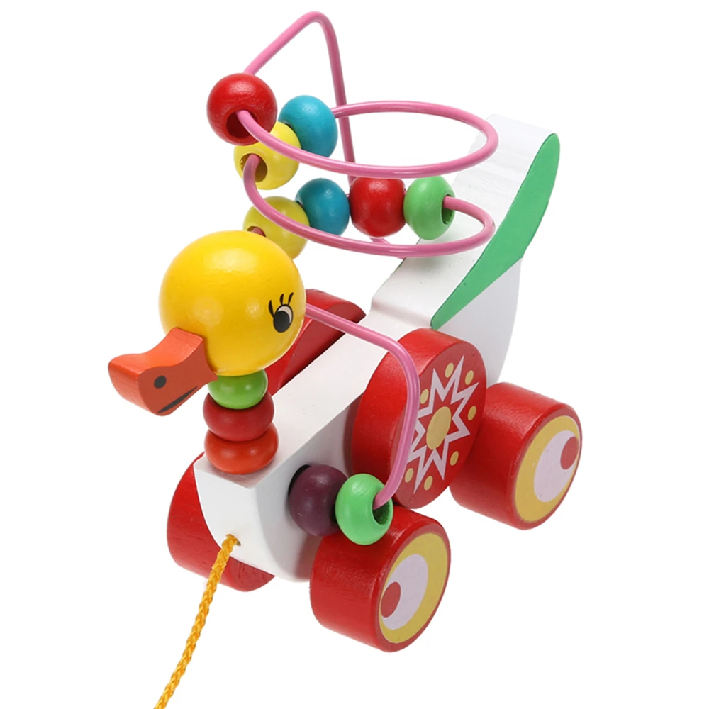 Игрушечный прицеп-Утенок, Детские деревянные игрушки, развивающие игрушки для детей от 9 месяцев до 3 лет, прицеп-Утенок, круглые подарки