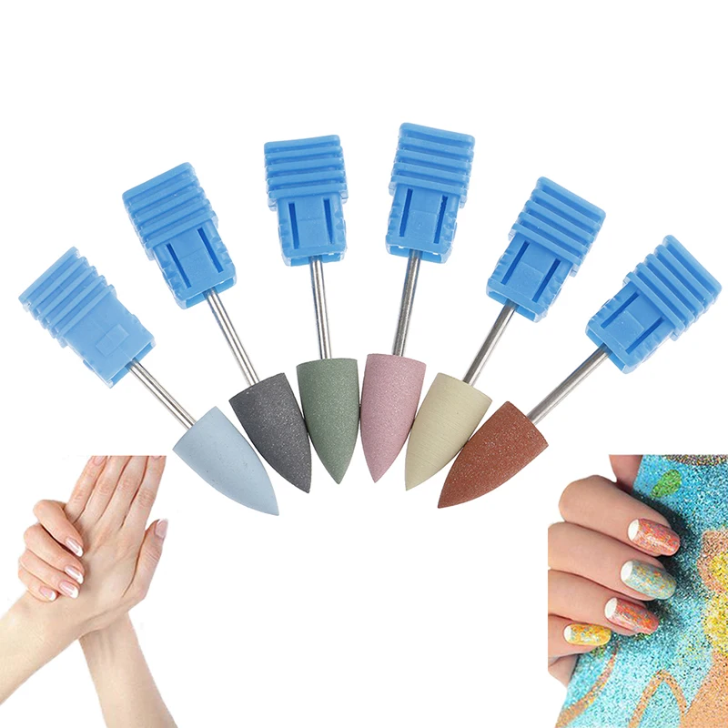 YOVIP 1pcs 6Different Grit Grinding Nail Buffer Drill Bit Silicone
