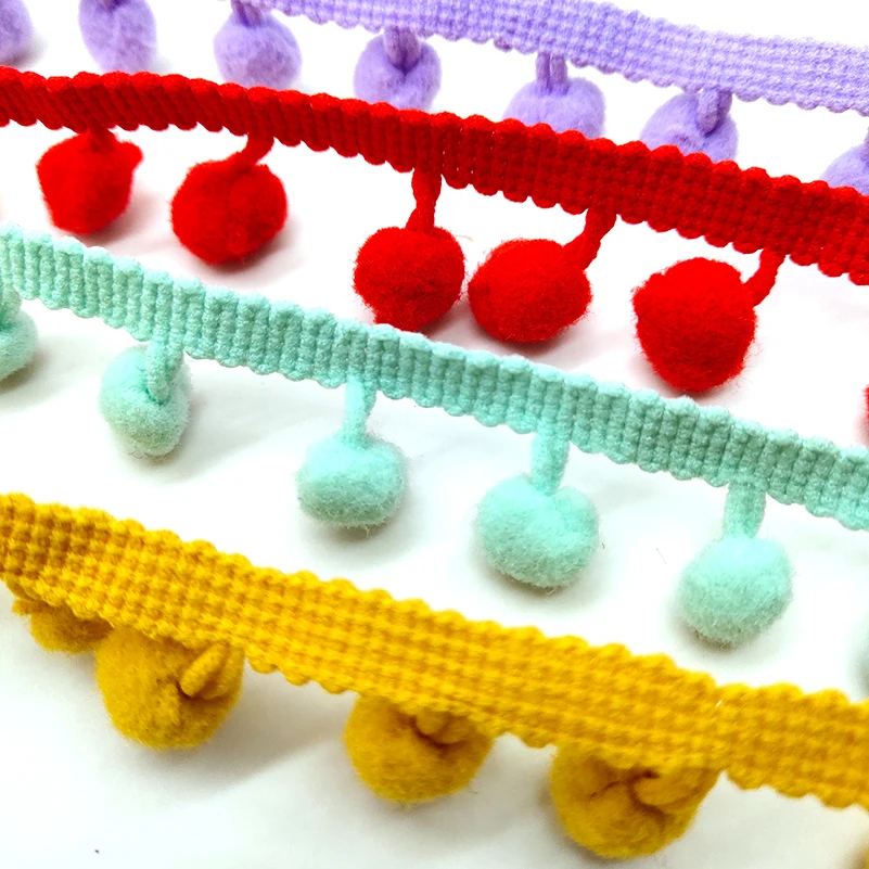 

Beatiful 2 Yards Pom Pom Trim Ball 20MM MINI Pearl Pompom Fringe Ribbon Sewing Lace Kintted Fabric Handmade DIY Craft Accessorie