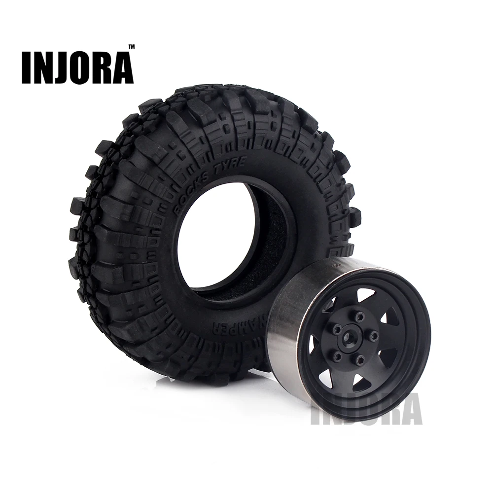 

4PCS 1.9" Rubber Tyre & Black Metal Wheel Rim for 1:10 RC Crawler Axial SCX10 Tamiya CC01 D90 D110