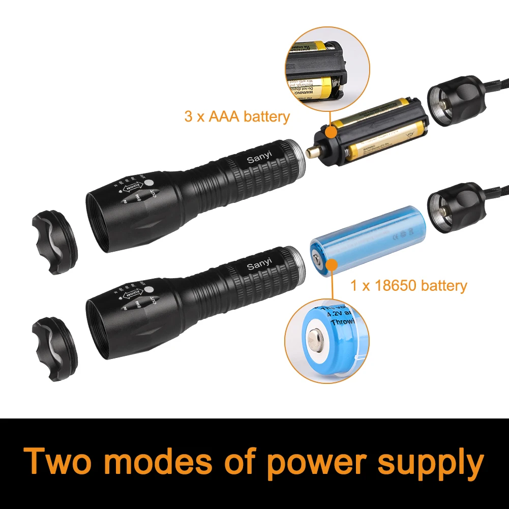 Акционный набор T6 светодиодный тактический фонарик 18650 Zoom Focus Факел+ мини-фонарик портативный фонарь Водонепроницаемый Карманный фонарик AAA