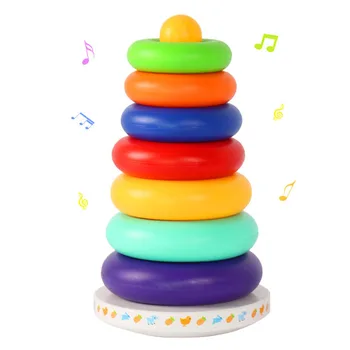 

Music Rainbow Circle Tower Tumbler Layer Stacking Colorful Rings Pyramid Children Baby Stack Educational Game Toys