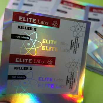 

custom design waterproof silver hologram 10ml vial Steriod label with holographic logo printing for anabolic pharma