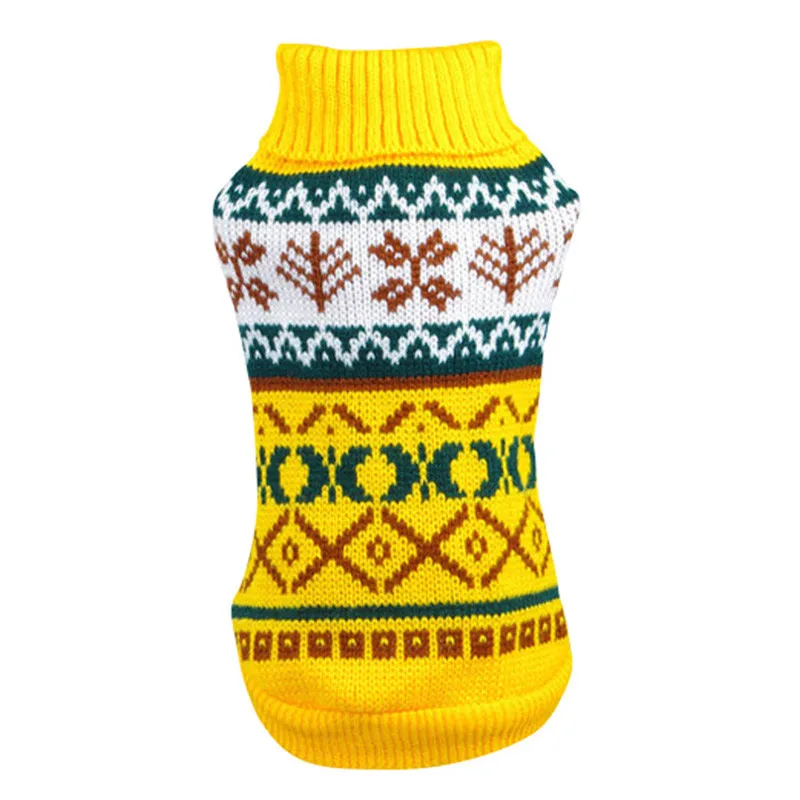 Недорогой высококачественный свитер для собаки, вязаная одежда, снежный цветок, одежда для кошечек, джемпер, размер XS-XXL - Цвет: Цвет: желтый