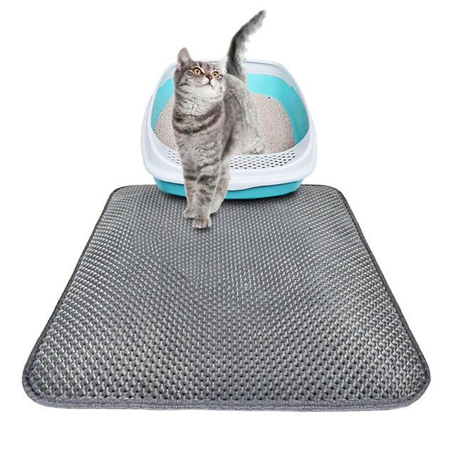 Cat Litter Mat EVA Double-Layer Cat Litter Trapper Mats with Waterproof Bottom Layer kattenmand – Black