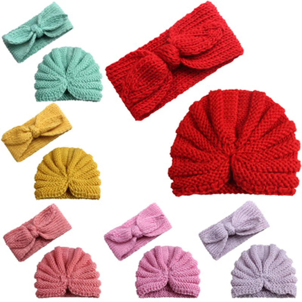 Комплекты одежды для малышей, хлопковая Повседневная вязаная шапка-тюрбан для мальчиков и девочек, повязка на голову, шапка головной убор, Детские комплекты, Детские аксессуары для волос