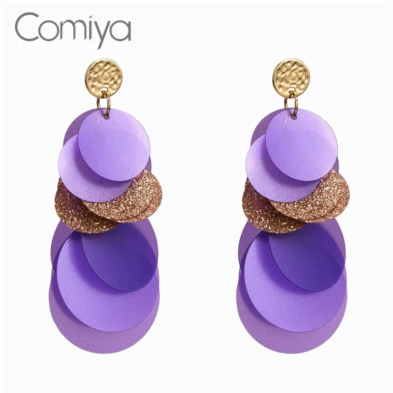 Comiya этнические Висячие серьги для женщин фиолетового цвета пластиковые