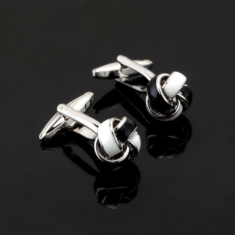 Luxury shirt black white twist cufflink for mens Brand cuff buttons