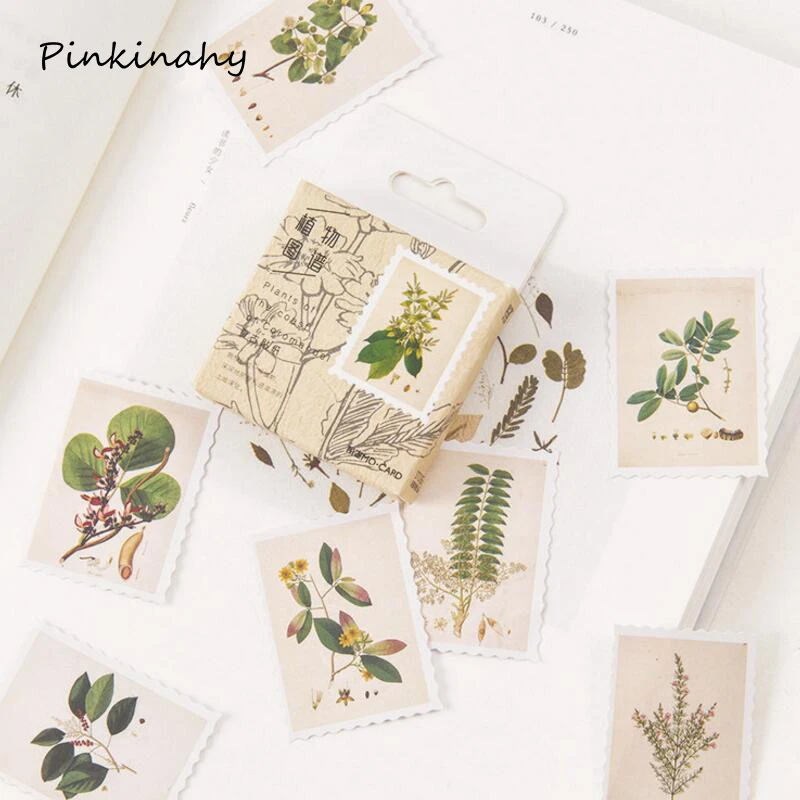 

45Pcs/box Creative Potted Plants Paper Stickers Flakes Vintage Romantic For Diary Decoration Diy Scrapbooking Stationery Sticker
