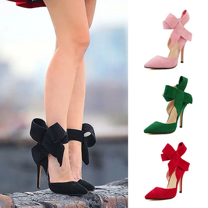 

Big Bowknot Women Sandals Sexy High Heels Wedding Shoes Fashion Work Shoes Red Bottoms Women Shoes Pointed Toe Casual Shoes