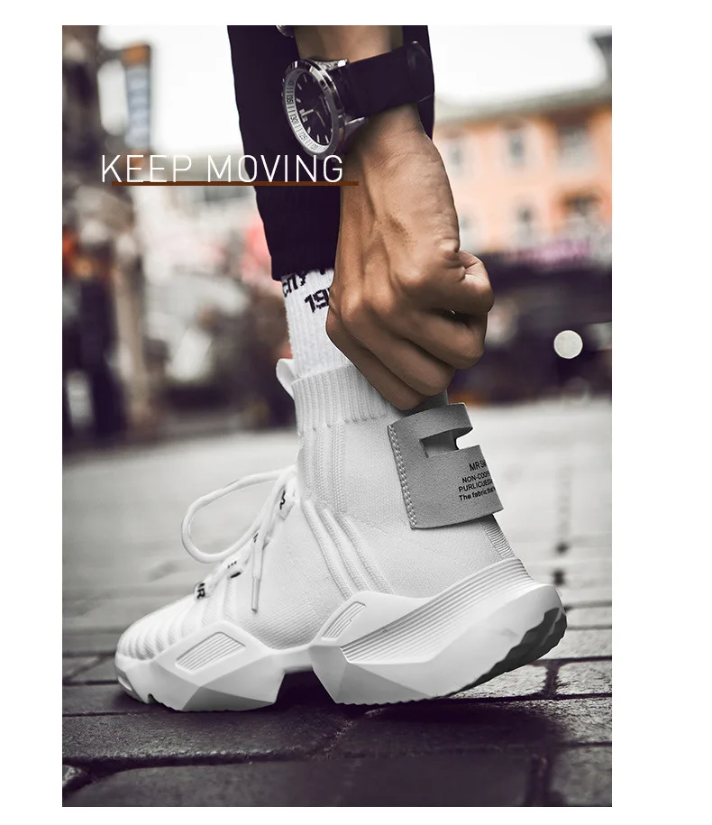 2019 модные высокие массивные кроссовки носок Платформа Кроссовки мужские хип-хоп Уличная обувь Fly Weave Trainer Tenis мужские кроссовки
